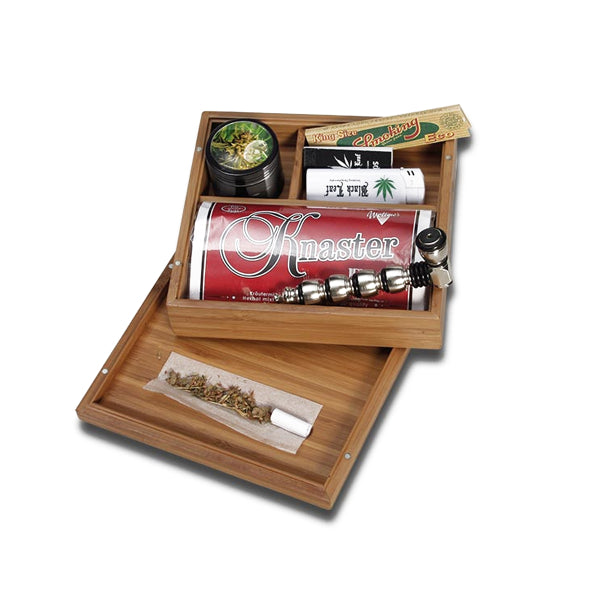 Boite Bambou Stoner box (180x165x58mm) Black Leaf