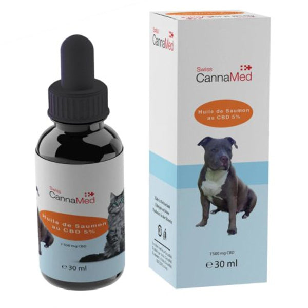 Huile de saumon 5% CBD Animaux (30ml) Swiss CannaMed