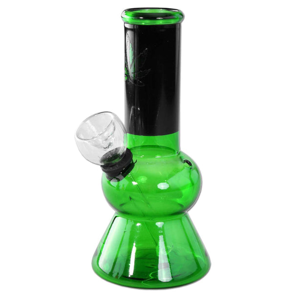 Minibong Vert Noir avec Feuille (13.6cm)